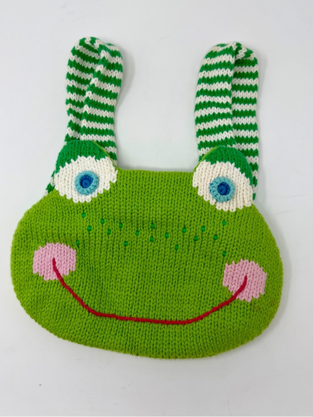 BLABLA Kid’s Knitted Frog Backpack with Zippered Pocket